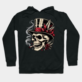 Skull in a hat smoking a cigarette Hoodie